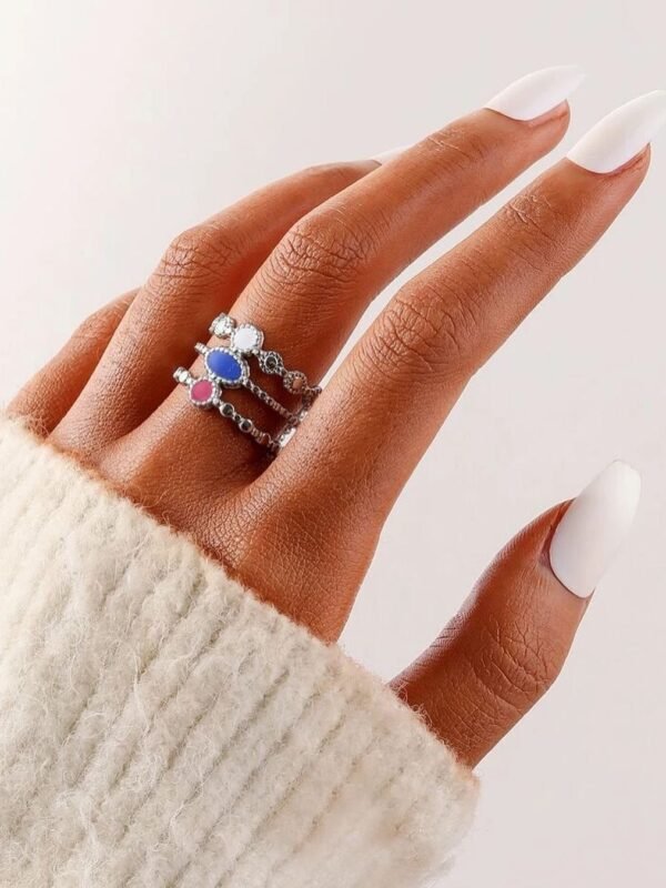 Geometric decor silver ring