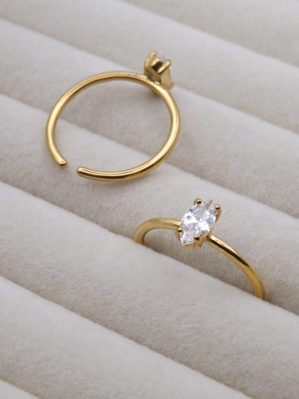 SIMPLE WHITE CRYSTAL 18K gold plated ring