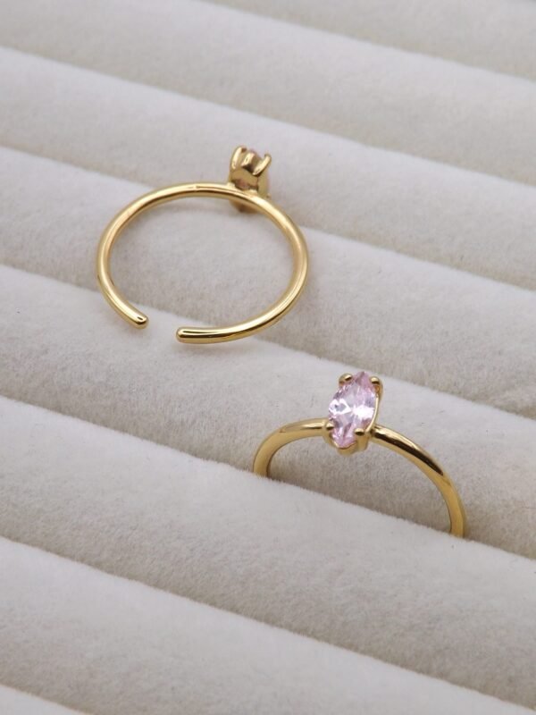 SIMPLE PINK CRYSTAL 18K gold plated ring