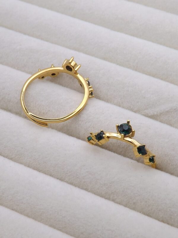 DARK GREEN BLING 18K gold plated ring