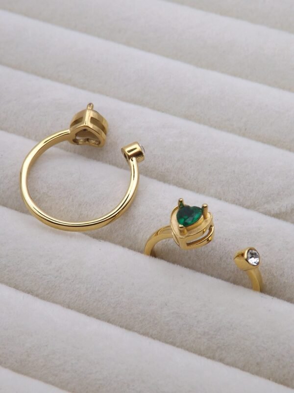 EMERALD HEART SYNTHETIC 18K gold plated ring