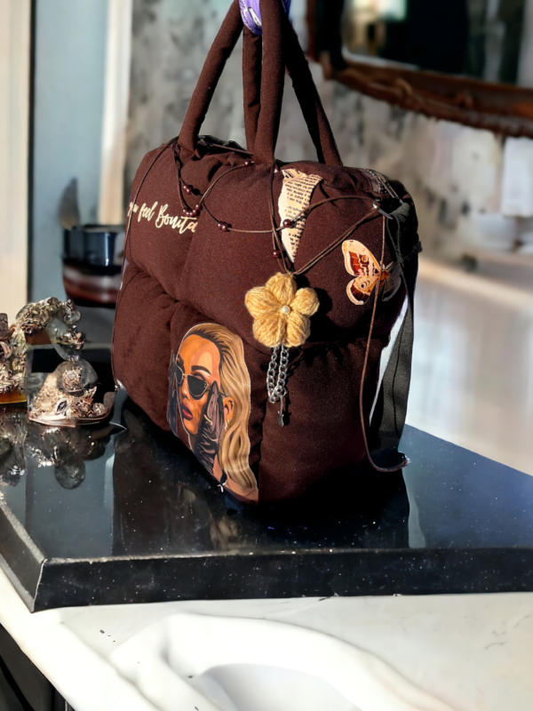 Brown Puffer Tote Bag