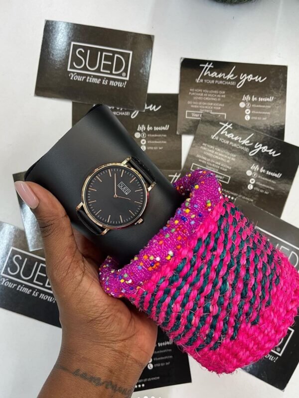 Black Minimalist Cuff Watch